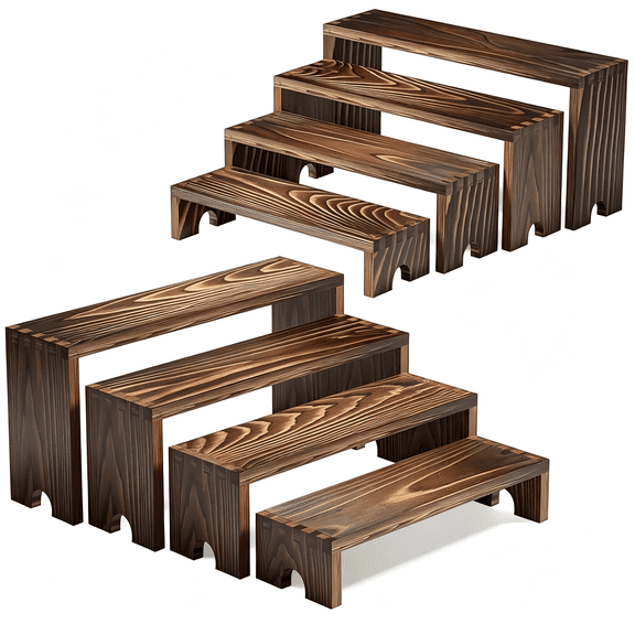 XIBUFE 2 Set Wooden Tiered Risers Display Stands for Vendor Events,Stackable Wood Cupcake Display Stand,Farmhouse Decor Wood Dessert Table Display Set,Vendor Booth Display Items,Food Display