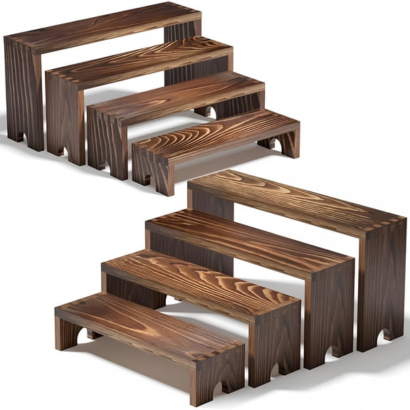 XIBUFE 2 Set Wooden Tiered Risers Display Stands for Vendor Events,Stackable Wooden Cupcake Display Stand,Farmhouse Decor Wood Dessert Table Display Set,Vendor Booth Display Items,Food Display Risers