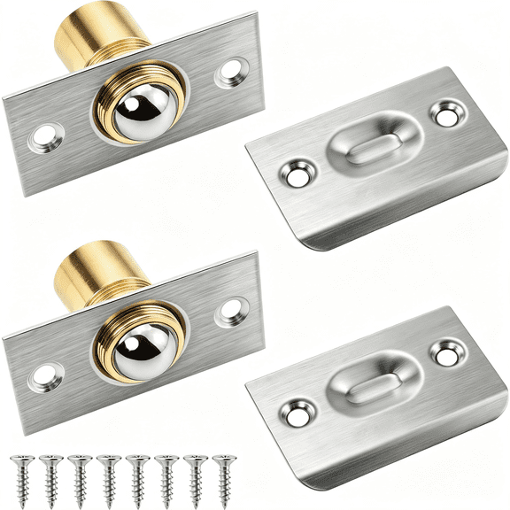XIBUFE 2 Sets Adjustable Ball Door Catches for Internal Doors,Replacement Closet Doors Ball Latch Hardware for Near Silent Close Pantry Cupboard Closet Top of Door