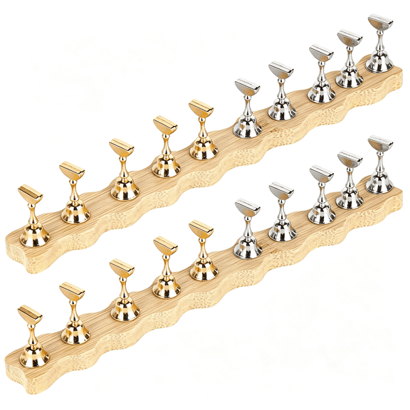 XIBUFE 2 Sets Nail Holder Stand for Press on Nails Display Wooden Wave Shape Nails Holder, Sturdy Nail Stand for Press Ons