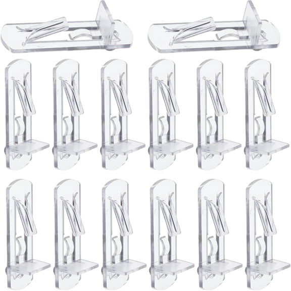 XIBUFE 20 Pcs Plastic Locking Shelf Pins 5Mm,5/8 Clear Plastic Locking Shelf Support Peg Clips for 4.5-4.8Mm Diameter Peg Hole&14-15Mm Cabinet Shelf