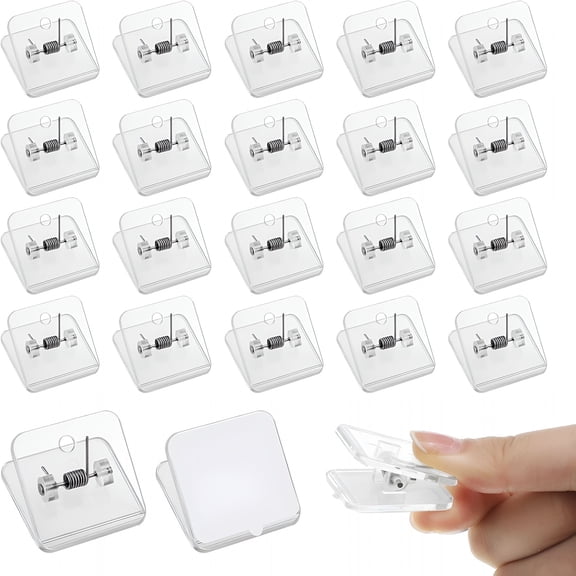 XIBUFE 20 Pieces Self Adhesive Clips Tapestry Hangers,1.18In1.25In Wall Clips for Hanging Posters Photos,Postcard Clip for Home Office School Decoration