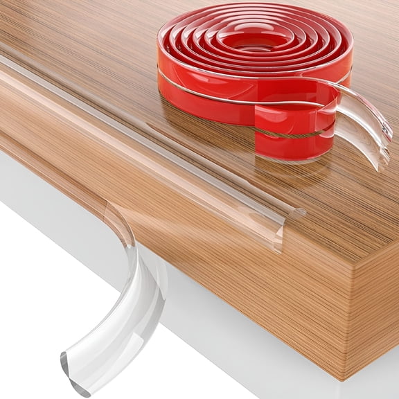XIBUFE 2026 New 0.6In Edge Protector Strip Clear,Thickened Silicone Soft Corner Protectors,6.6Ft Edge Protectors for Table,Countertop,Desk,Cabinet