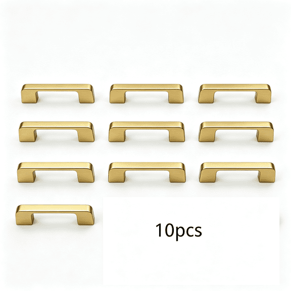 XIBUFE 10 Pack Brushed Gold Cabinet Pulls, 5 Inch Zinc Alloy Drawer Handles, Modern Kitchen Dresser Hardware