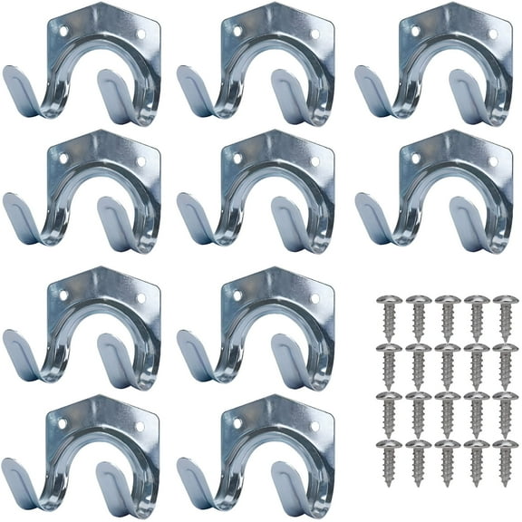 XIBUFE 2026 New 10-Pack Tool Hanger Hook Set,Wall Mount Dual Tool Storage Hook Bracket for Garage Shed Hanging Bracket Gardening Tools for Garage,Workshop,Shed,Basement,Tool Room