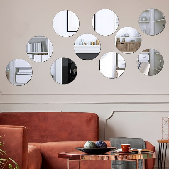 XIBUFE 2026 New 10 Pcs Round Mirror Candle Plate,7.87" Round Mirror Trays,Circle Glass Mirror Tiles for Table Centerpieces,Wedding Party Decorations,Wall Decor,Crafts Wedding Centerpieces