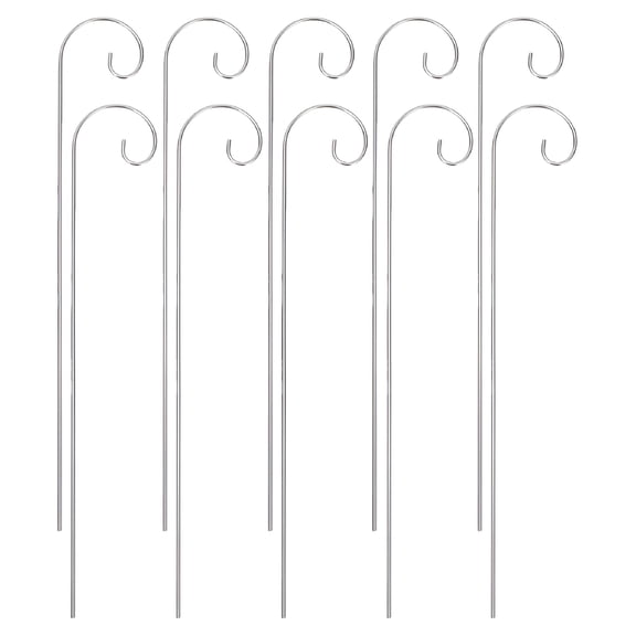 XIBUFE 2026 New 10 Pcs Small Shepherds Hook Hooks for Outdoor Plants Silver for Gardens, Patios, Yards, Hanging Plants, Outdoor Decor.