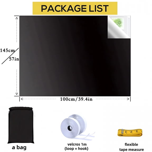 XIBUFE 2026 New 100 Blackout Window Cover Darkest Light Block Black Privacy Film Anti Look House Home Tint Glass Cloth Portable Curtain Bedroom
