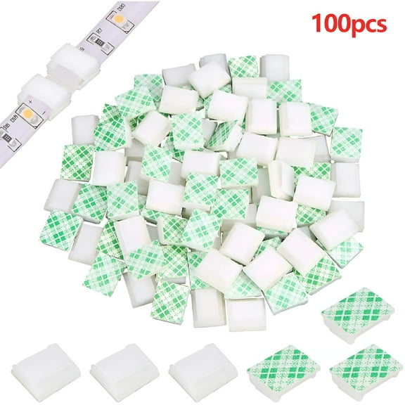 XIBUFE 2026 New 100Pcs Set Light Strip Mounting Clips Self Adhesive Led Light Fasteners Clip for Led Strips,Lighting Installation,Electrical Projects,Home Decor,Diy Projects.