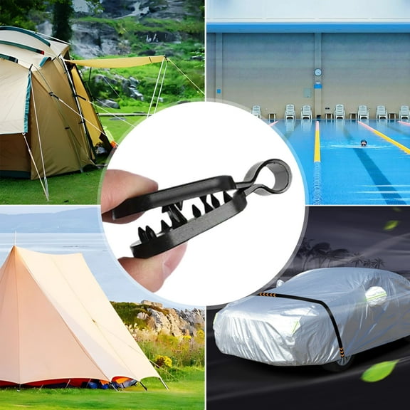 XIBUFE 2026 New 100Pcs Tarp Clips Heavy Duty Lock Grip with Grommets Reinforced Plastic Shade Cloth Fasteners for Garden Sails Tarpaulin Camping Tent Windproof Secure Locking Grip