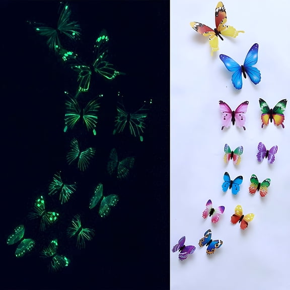 XIBUFE 2026 New 12Pcs Luminous Blue Butterfly Wall Decals - Glow in the Dark,Diy Butterfly Stickers for Bedroom & Bathroom - Magical Wall Art for Girls for Nursery, Kids Room, Playroom, Study, Party