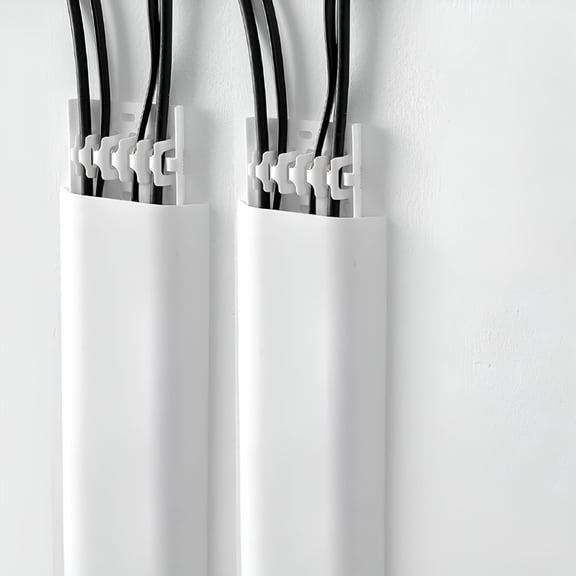 XIBUFE 2026 New 2 Pack Cord Cover,Strong Self-Adhesive,Impact,Floor/Wall Cable Protector,Protect Wires&Prevent Cable Trips,Cable Management Solution White