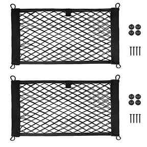 XIBUFE 2026 New 2 Pack Large Cargo Net for Trunk,Rv,Boats Storage Mesh Pocket Net with 4 Mounting Screw and Built-In Hooks for Car,Rv,Boat,Suv 18 X 9.8 Inch