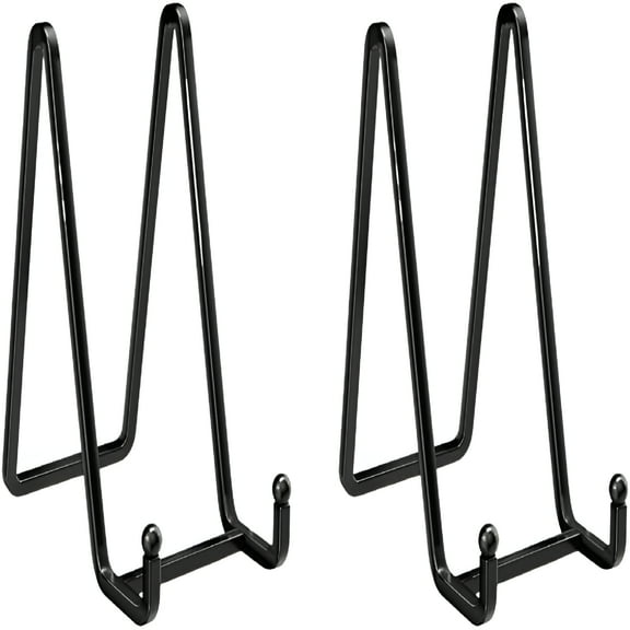 XIBUFE 2026 New 2 Pack Plate Stands for Display-6 Inch Metal Square Wire Plate Holder Display Stand Picture Frame Stand Holder Easel for Book,Decorative Plate,Plaque,Photo,Platter (Black)