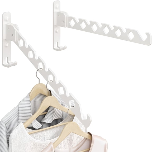 XIBUFE 2026 New 2 Packs Wall Mounted Drying Rack Clothing Foldable for Laundry Room,Clothes Drying Rack Folding Indoor,Matte White for Bathroom,Bedroom,Apartment,Small Spaces,Balcony,Dorm