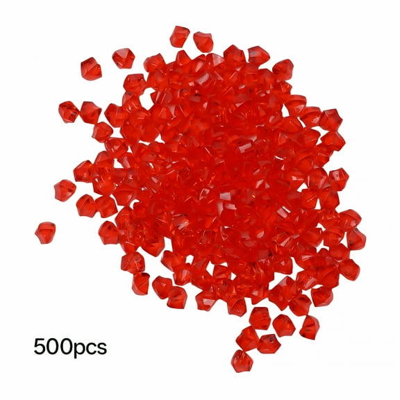 XIBUFE 2026 New 200 Pcs Red Acrylic Stones Plastic Gem Stone Crystal Diamonds Ice Rocks Table Scatter Vase Fish Tank Diy Crafts Bead Decoration Rocks for Fish Tank