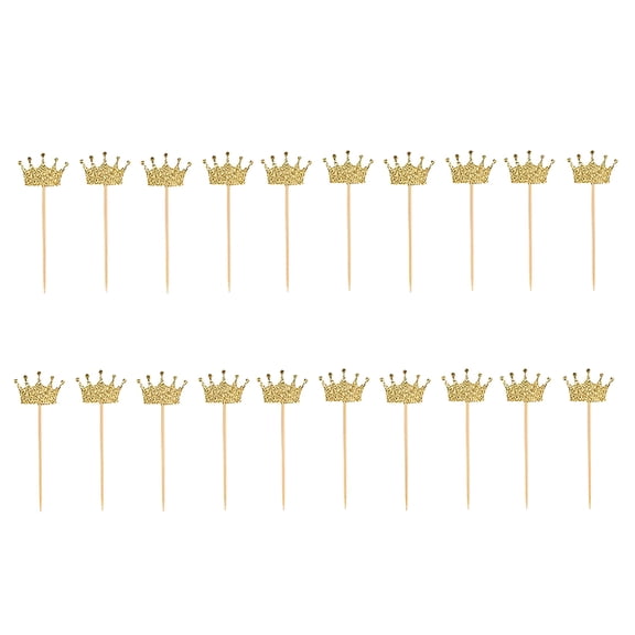 XIBUFE 2026 New 20Pcs Gold Glitter Crown Cake Topper Cupcake Topper Pick Party Favor Cake Decor, for Birthday Cakes, Party Desserts, Celebrations, Event Decorations