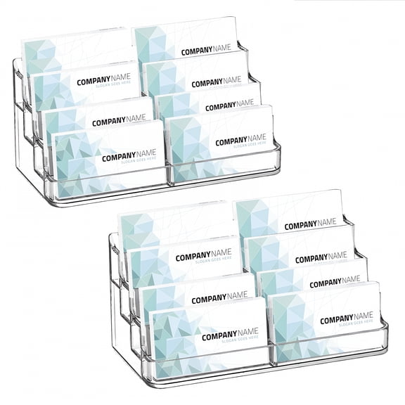 XIBUFE 2026 New 2Pcs Acrylic Business Card Holder for Desk,8 Pocket Multiple Business Card Holders,Business Card Stand Business Card Display Holder,Clear Plastic Business Card Holder Display Office