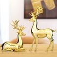 thumbnail image 1 of XIBUFE 2026 New 2Pcs Small Christmas Deer Figurines Resin Couple Reindeer Decor Tabletop Decorations Sitting & Standing Elk Sculpture Statues Gold Reindeer Christmas Decoration, 1 of 7