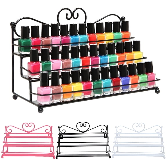 XIBUFE 2026 New 3 Layer Heart Nail Polish Shelf Cosmetic Display Stand Holder Rack Organizer for Home,Vanity,Salon,Store