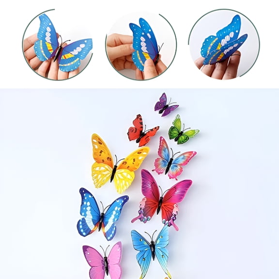 XIBUFE 2026 New 3D Butterflies Wall Sticker 24 Pack for Home Decor, Bedroom, Living Room, Nursery, Kids' Room, Party Decoration, Wall Art, Diy Projects.