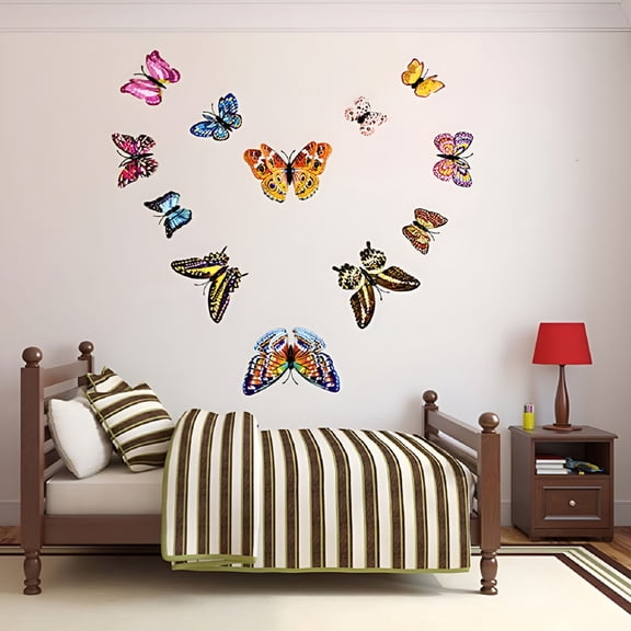 XIBUFE 2026 New 3D Room Sticker Glow in the Dark Butterfly Wall Ceiling Decals Decor Removable Mural Stickers Home Kids Room Bedroom Decor