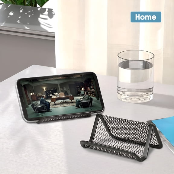 XIBUFE 2026 New 3Pcs Business Card Holder for Desk Metal Mesh Business Card Display Holders,Desktop Name Card Organizer for Office, Reception, Meeting, Home Black