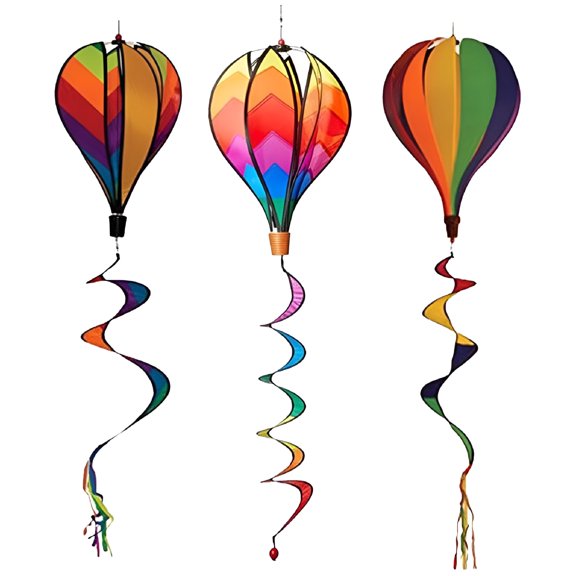 XIBUFE 2026 New 3Pcs Hot Air Balloon Wind Spinners Windmill Pendent Yard Decorations for Garden, Patio, Lawn, Backyard, Outdoor, Festive, Home