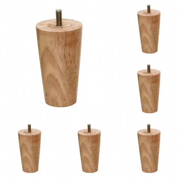 XIBUFE 2026 New 4 Inches Round Solid Wood Furniture Legs,Natural Wooden Replacement Feet for Sofa,Couch,Armchair,Cabinet,Tv Stand,Ottoman and Dresser,10Pcs