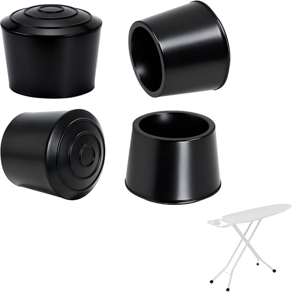 XIBUFE 2026 New 4 Pcs Ironing Board Feet Caps,Round Rubber Leg Tip Protectors,Non-Slip Ironing Board Foot Replacement Caps,Soft Rubber Easy Slip-On,Protect Floor From Scratch&Minimize Noise,Black