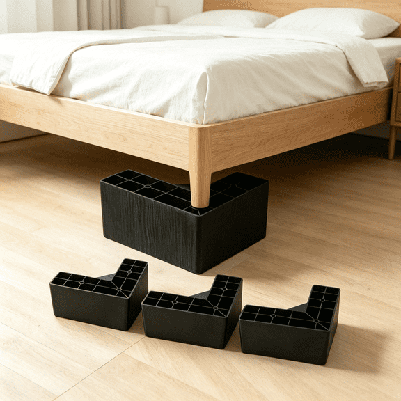 XIBUFE 2026 New 4 Pcs Table Risers Bed Raisers Lifters Couch Legs Heavy Duty for Bed,Sofa,Couch,Office,Elderly Black