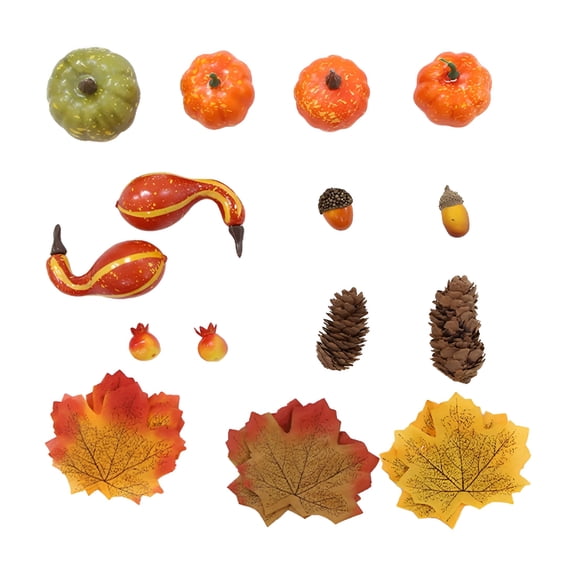 XIBUFE 2026 New 42 Pcs Fall Pumpkins Decor Set,Mini Artificial Gourd Fall Leaves Decorations for Home,Fall Centerpieces for Tables,Thanksgiving Vase Filler,Farmhouse Table Tiered Tray Set