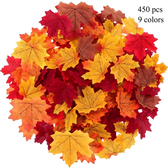 XIBUFE 2026 New 450 Pcs Artificial Fall Leaves Decoration,Fall Leaves for Fall Decor Party Festival Thanksgiving Table Decorations Table Decorations for Party(9 Colors)