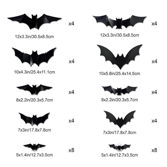 XIBUFE 2026 New 48 Pcs Lighted 3D Bats Stickers,Halloween Wall Decorations,Waterproof Scary Bats Wall Decals Diy Home Window Decor,Removable Bats for Indoor Outdoor Bats Wall Decor