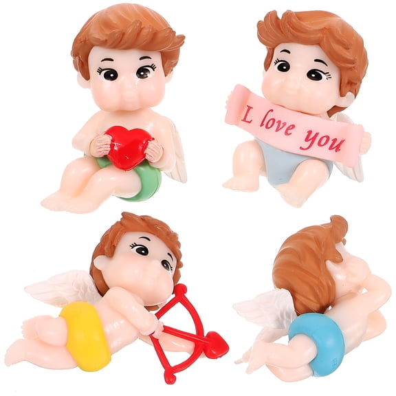 XIBUFE 2026 New 4Pcs Angel Cupid Figurines Couple Anniversary Gift Micro Landscape Decor for Home, Living Room, Wedding, Bedroom, Office, Tabletop Decoration