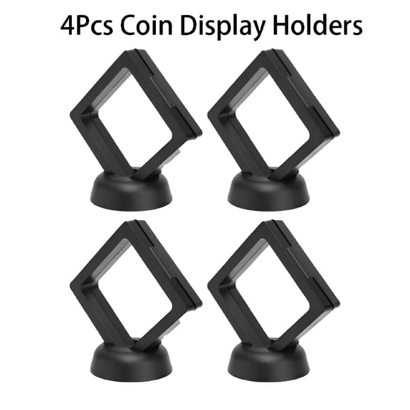 XIBUFE 2026 New 4Pcs Challenge Coin Display Frame,3D Floating Display Case Stand Holder,Medallion Medal Specimen Military Coin Clear Box