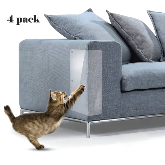 XIBUFE 2026 New 4Pcs Couch Defender for Cats,Stop Pets From Scratching Furniture,Premium Heavy Duty Flexible Vinyl Protector with Pins,Corners Scratch Cover,Claw Proof Pads for Upholstered Furniture
