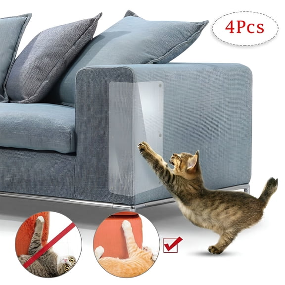XIBUFE 2026 New 4Pcs Furniture Defender Cat Scratching Guard,Furniture Protectors From Pets,Anti Cat Scratch Deterrent with Pins for Protecting Your Upholstered Furniture,Clear Claw Proof Pads