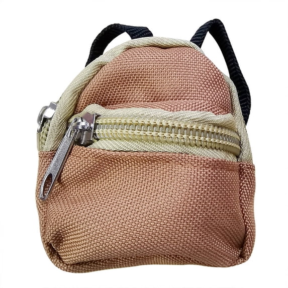 XIBUFE 2026 New 4Pcs Mini Doll Backpacks Mini Exclusive Diy Doll Accessories Double Zipper Structure Adorable Zipper Backpacks Brown