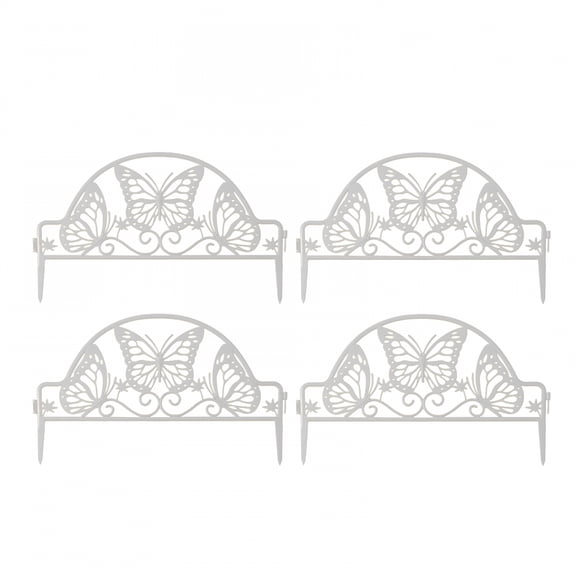 XIBUFE 2026 New 4Pcs Plastic Edgings Garden Picket Fence Grass Grassland Flowerbeds Plant Borders Decorative Scenery Road Panels Weather Proof Plastic Garden Fence White
