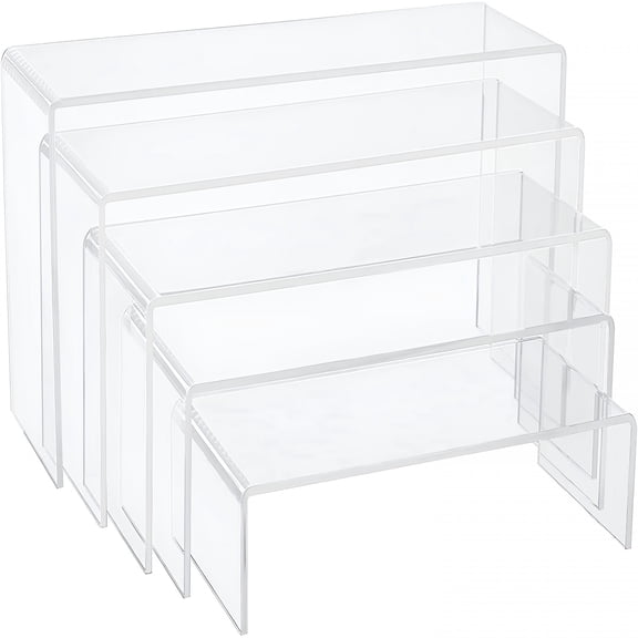 XIBUFE 2026 New 5 Sizes Large Display Riser Stands Clear Decorations Shelf Riser Acrylic Showcase Fixtures for Pop Figures Table Decorations Stands Jewelry Candy Display