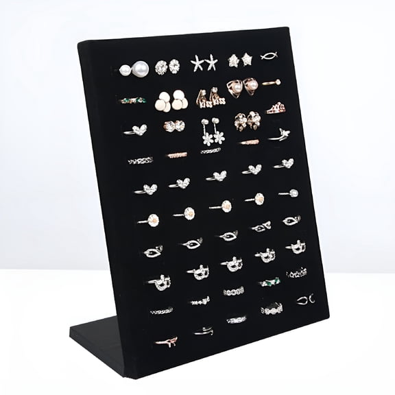 XIBUFE 2026 New 50 Slots Ring Display Board Finger Rings Showing Stand Jewelry Organizer Holder (Black) for Jewelry Displays, Retail Shops, Personal Collections, Showcasing Rings, Gift Presentations.