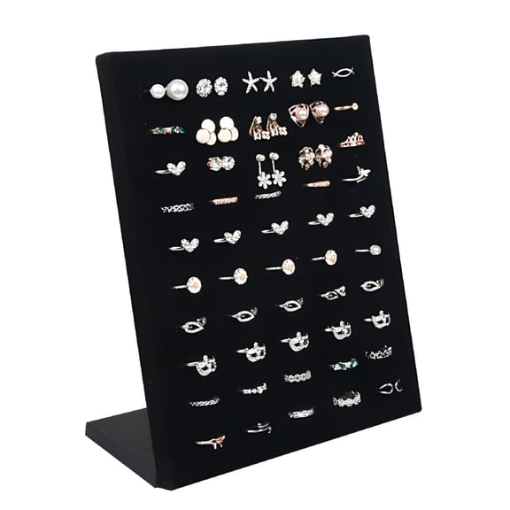 XIBUFE 2026 New 50 Slots Ring Display Board Finger Rings Showing Stand Jewelry Organizer Holder (Black)