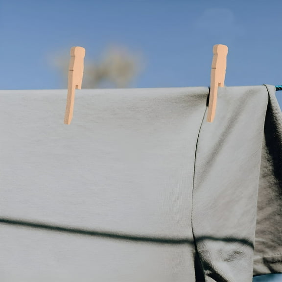 XIBUFE 2026 New 50Pcs Round Wooden Clothespins for Laundry Clothes Drying Pins Large Quilt Drying Clips Windproof Clothes Pegs Decorative Clothespins