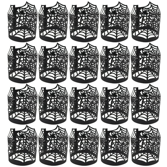 XIBUFE 2026 New 50Pcs Spiderweb Decorations Black Candle Wraps Paper for Halloween Party Home Table Dcor