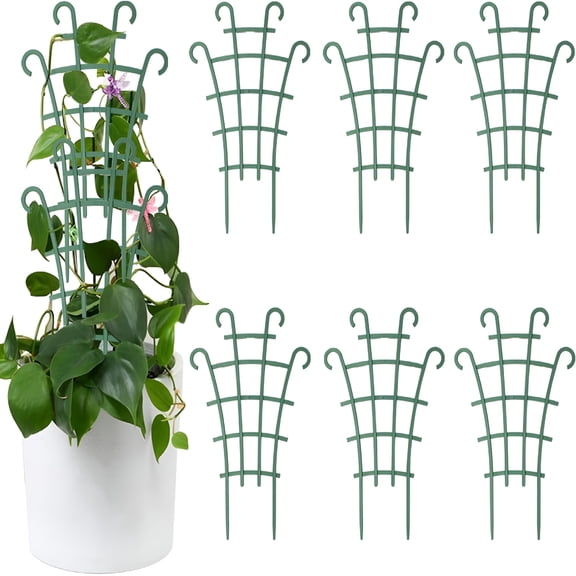 XIBUFE 2026 New 5Pcs/6Pcs/12Pcs Small Trellis for Potted Plants Indoor Outdoor,Tiny Stackable Plastic Climbing Stakes,Mini Diy Garden Support Trellis for Houseplants Vegetables Flowers Stand Frame