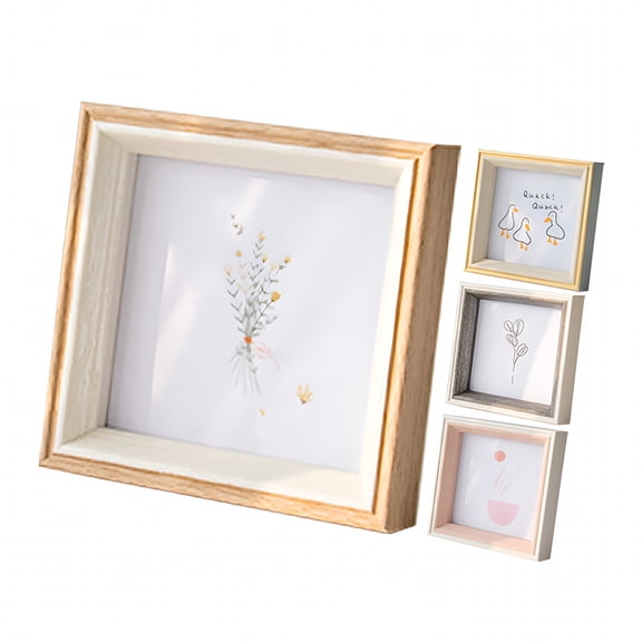 XIBUFE 5x5 Square Picture Frame with Mat, Beige Resin Art Photo