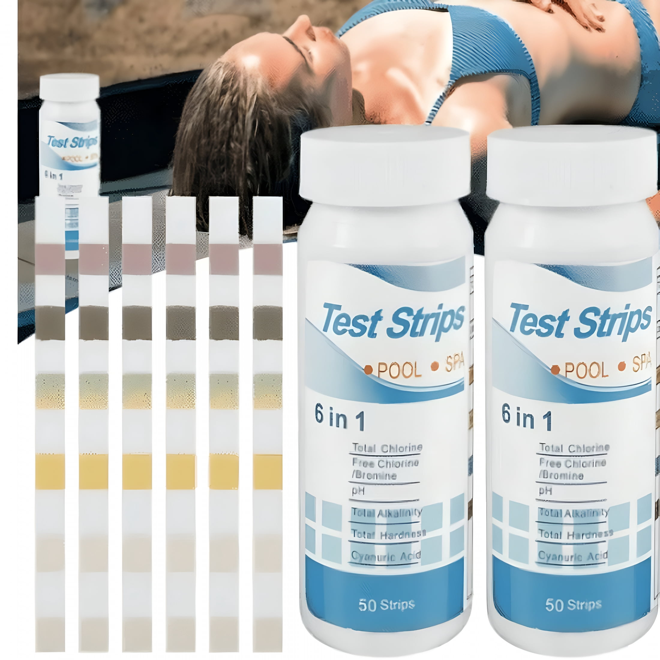 XIBUFE 2026 New 6 in 1 Pool Test Strips,Two Boxes of 100 Pieces ...
