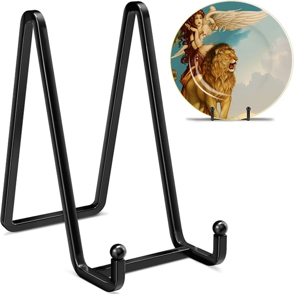 XIBUFE 2026 New 6 Inch Metal Square Picture Frame Easel Stands for Plates,Photos,Decor Plate Display Stands(Black,2 Pack)
