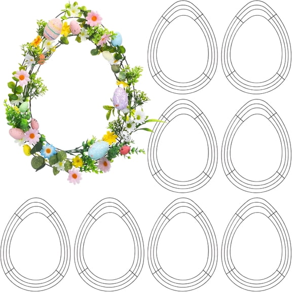 XIBUFE 2026 New 6 Pcs Easter Egg Wreath Easter Wreath Form Garden Metal Frame Wire Egg Wire Wreath Frame for Easter Diy Craft Project Indoor Outdoor Holiday Hanging Decor